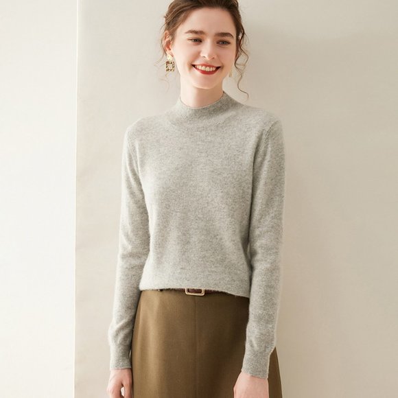 Light Luxury - Women's Half Turtleneck Cashmere Sweater - Picture 1 of 16